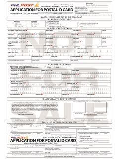 PID Form No. APPLICATION FOR POSTAL ID CARD.